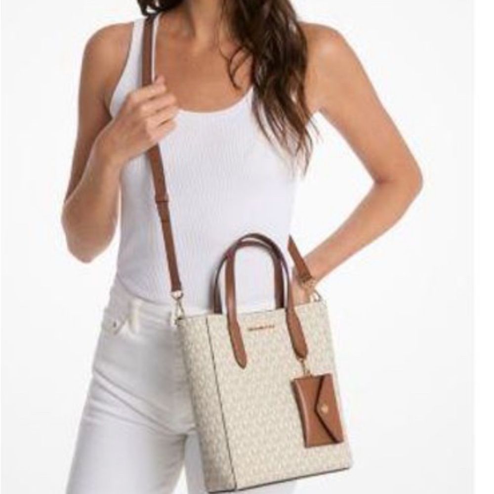 Michael Kors Cream and Brown Crossbody Bag